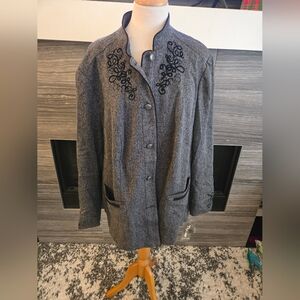 Gray Embroidered Women's Size 20W Coat